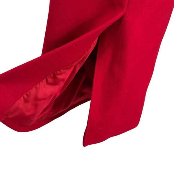 Vintage Morton Bernard Harve Women's Red Wool Trench Coat Black Size 4P FLAWS - Picture 6 of 12